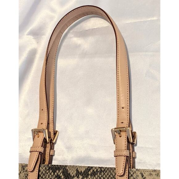 Michael Kors Python Embossed Leather Large Tote Snakeskin Neutrals GUC - Picture 4 of 12